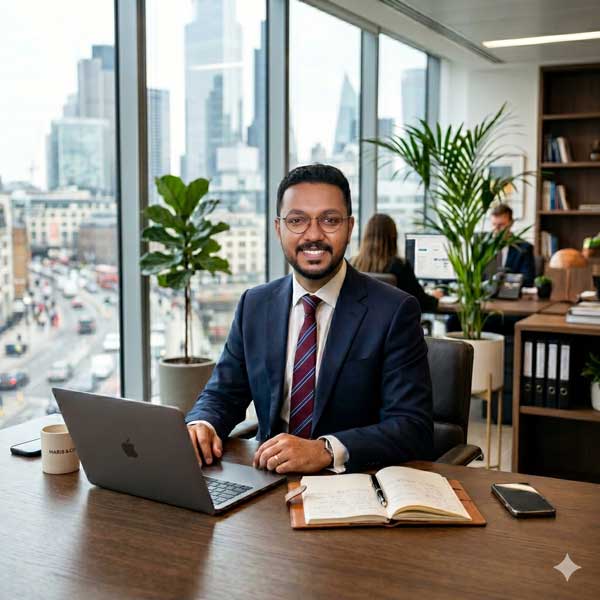 CA Rahul Krishnan at desk